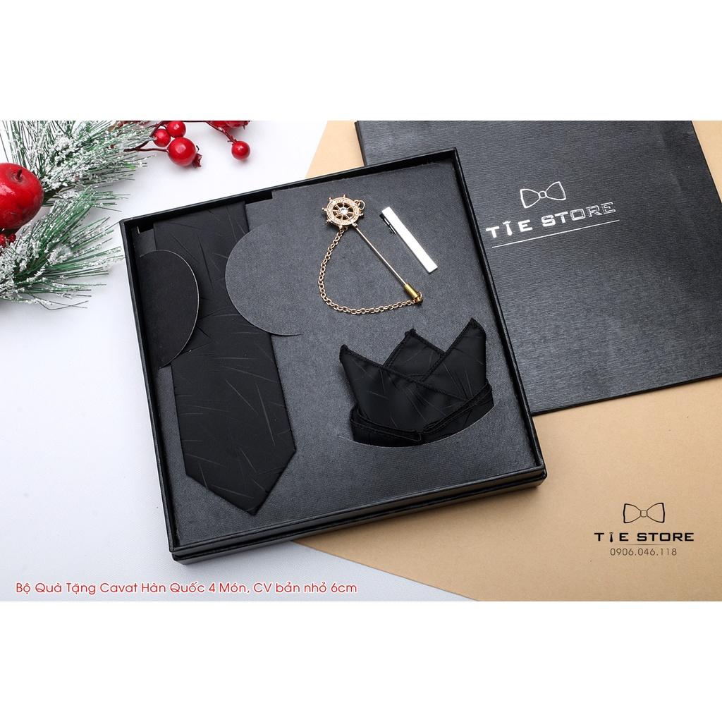 Bộ cà vạt nam cao cấp full box - xanh
