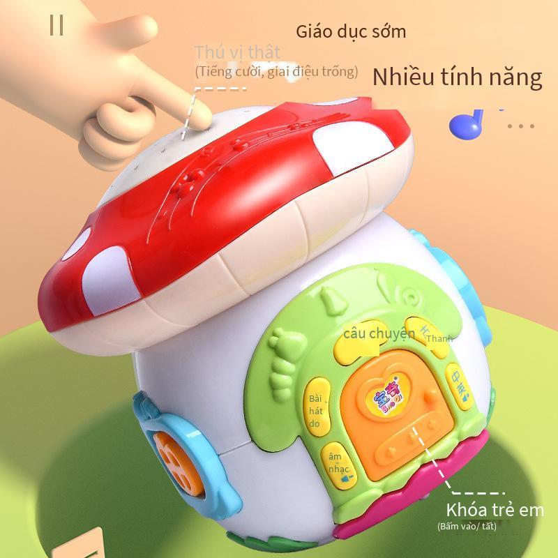 Chiếu thuận lợi nhất cho bé trí tuệ vui vẻ nhà nấm tay đánh trống nhạc nhẹ xoay giáo dục sớm giác ngộ câu chuyện máy đồ chơi 1106A