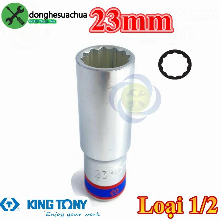 Tuýp 23mm 1/2 Kingtony 423023M loại dài 77mm 12 cạnh màu trắng
