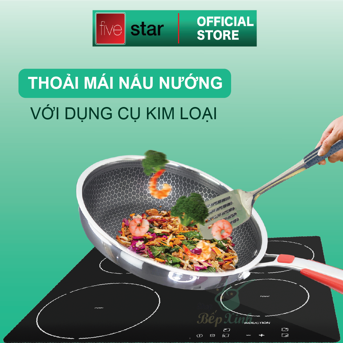 Chảo chống dính Blackcube tổ ong cao cấp Fivestar Plus 3 lớp đúc liền 24cm quai silicon