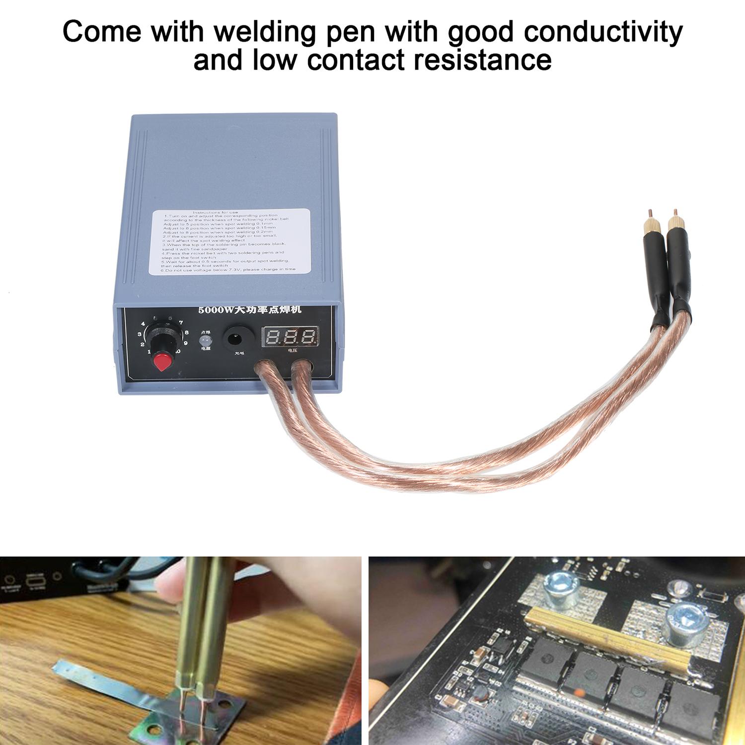 Weytoll Spot Welder Máy hàn điểm cầm tay công suất cao 5000W Máy hàn di động có thể điều chỉnh dòng điện 0-800A cho pin 18650 US Plug