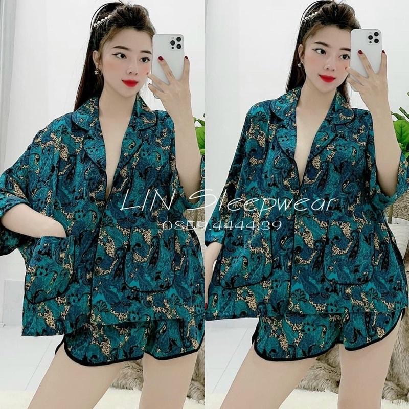 Đồ bộ pijama Lụa Maingo quần đùi tay cánh dơi hàng cao cấp mềm mịn, thoáng mát, không nhăn
