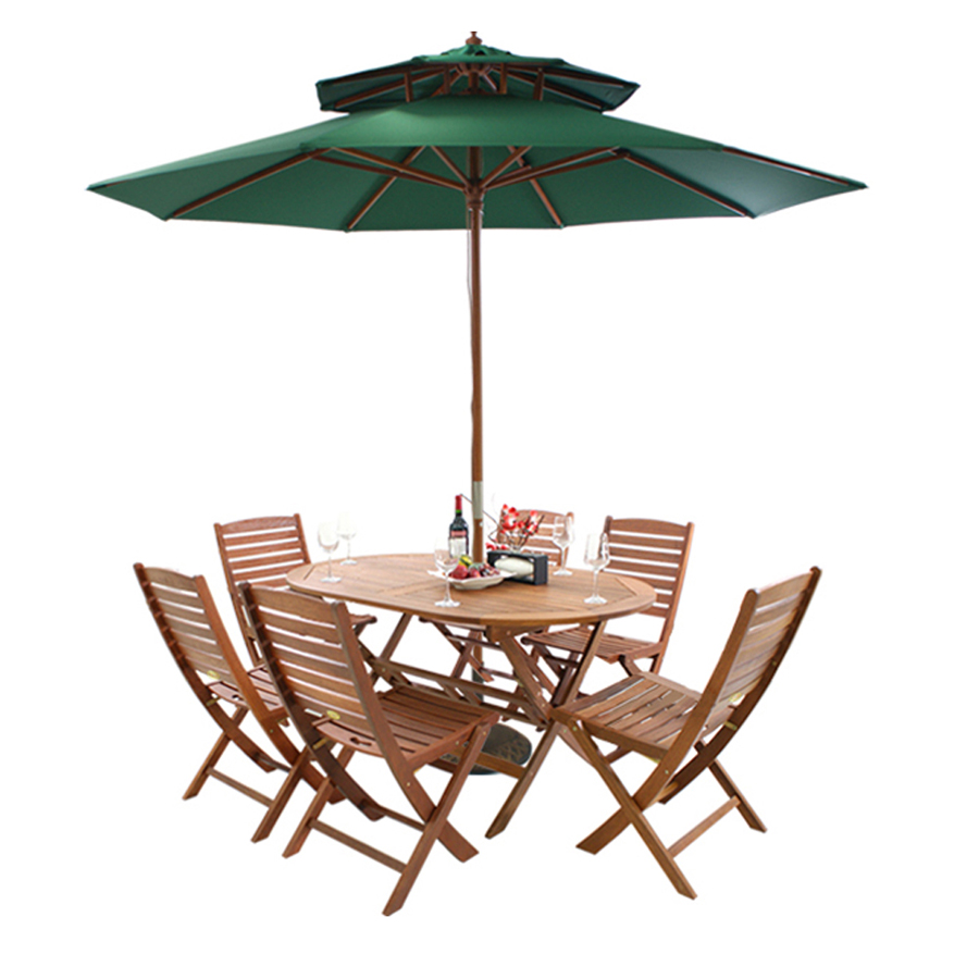 Bộ Bàn Oval Papua 6 Ghế Xếp Sumur IBIE NS4006A (130 x 130 x 72 cm)