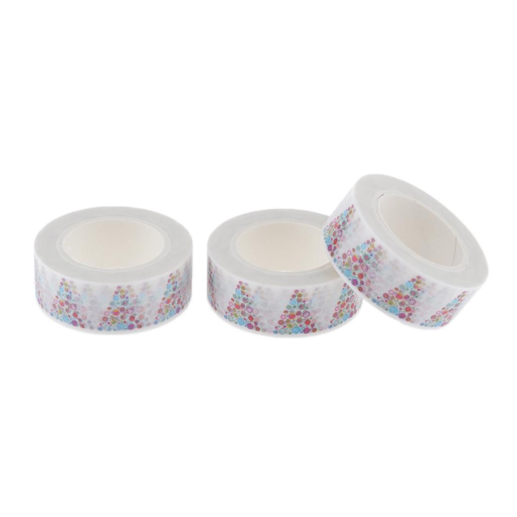 3 Rolls 15mm Xmas Washi Tape Set, Cartoon Washi Masking Decorative Tapes for DIY Decor Planners Scrapbooking Adhesive Sticker Tapers/Party Supplies
