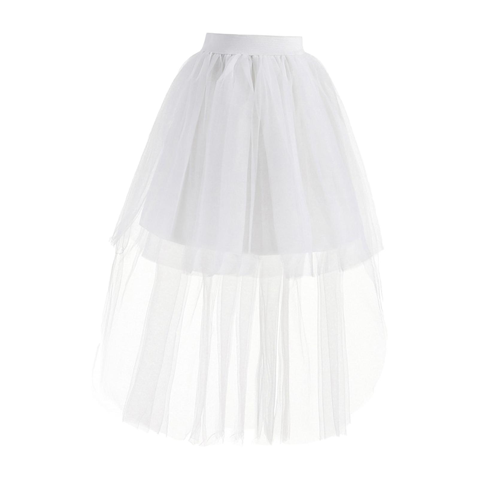 Mini Women Long Tulle Skirt Layered MIDI Skirt A Line Overlay Maxi Skirt Evening Prom Elastic High Waist Dancewear Cosplay