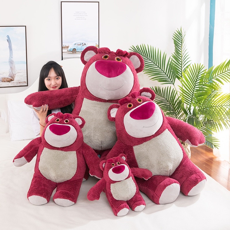 Thú nhồi bông lotso đứng dễ thương - Size 22cm - Quà tặng gấu dâu đỏ đậm đứng - Gối ôm lotso huggin bear lông xù