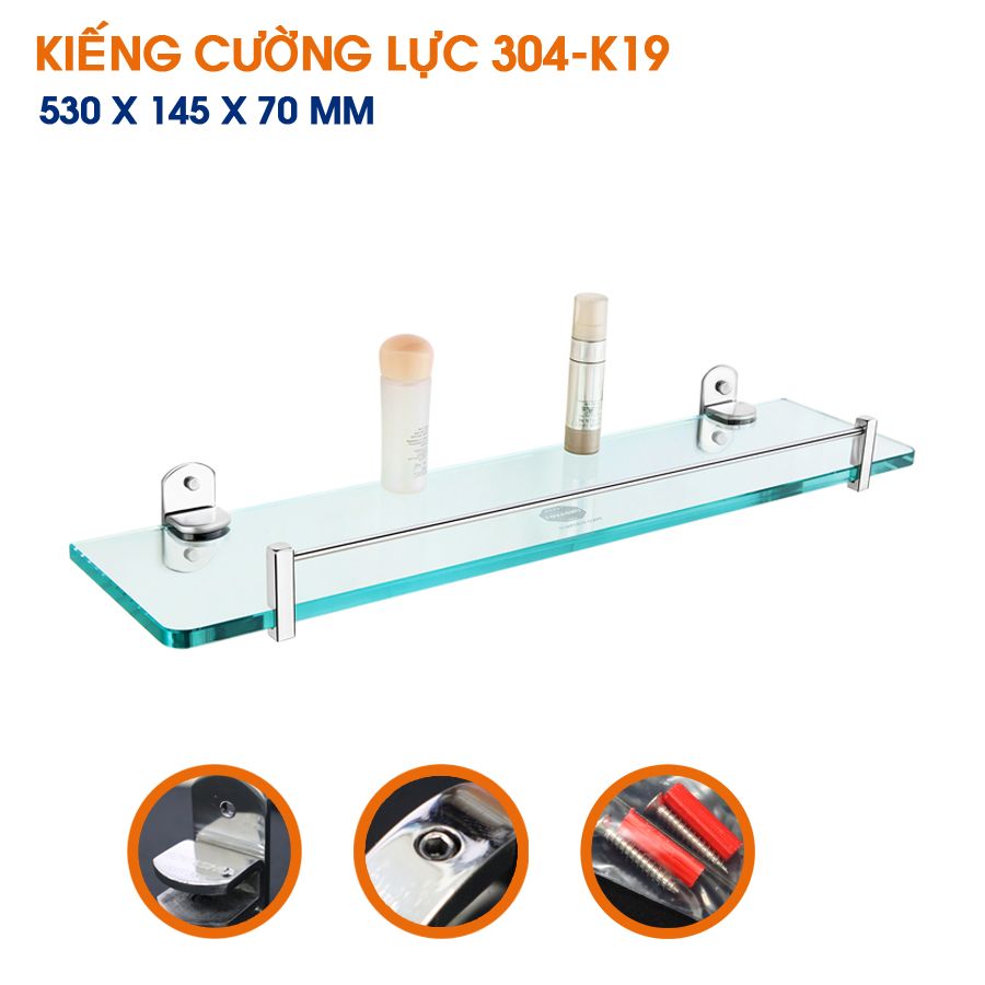 Kệ kiếng cường lực (inox 304) TOVASHU 304-K19