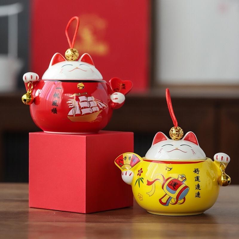 Mèo thần tài may mắn Maneki Neko 10cm (Hũ tiết kiệm)