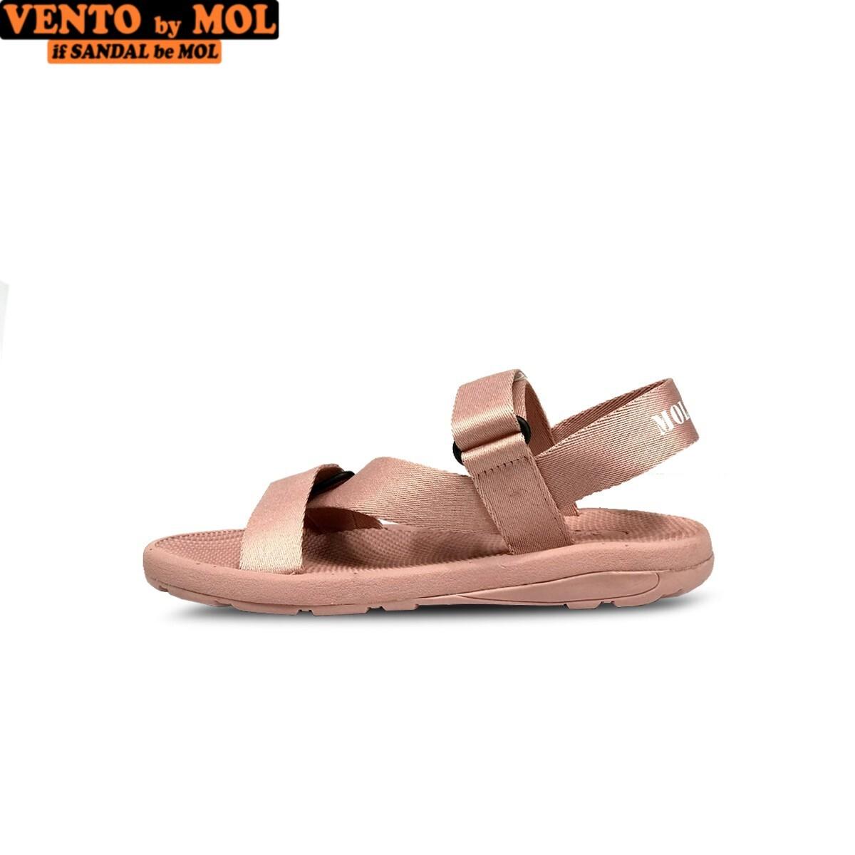 Giày sandal unisex nam nữ quai chéo vải dù đế mõng Slim có quai hậu cố định hiệu MOL mang đi học du lịch MS1166P