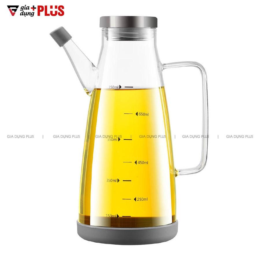 Bình dầu ăn, nước mắm lớn 750ml - thuỷ tinh borosilicate, có tay cầm & đế cao su cao cấp chống vỡ
