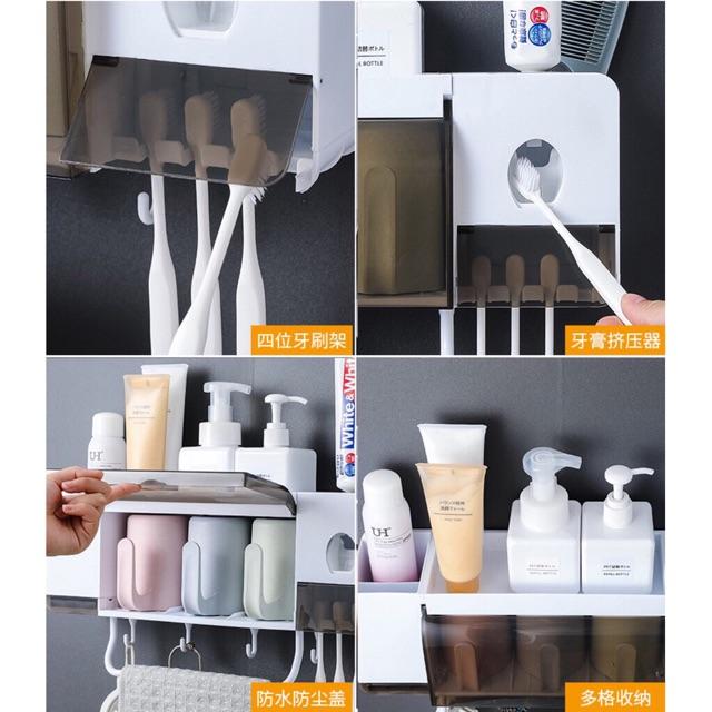 Kệ nhà tắm,kệ cắm chải kèm nhả kem đa năng dính cường lực siêu chắc cao cấp