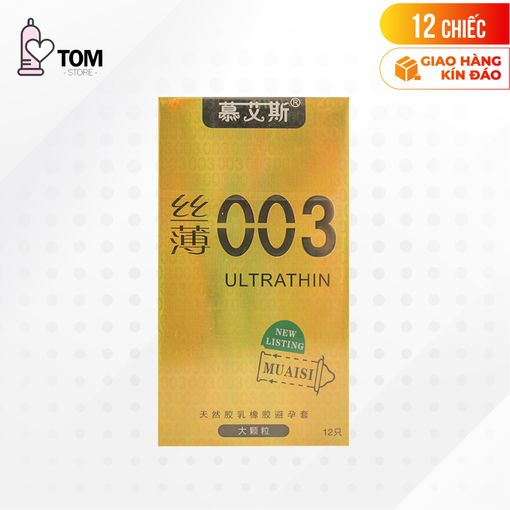 Bao cao su Muaisi 0.03 Ultrathin Vàng - Siêu mỏng, có hạt