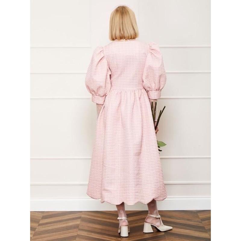 Đầm Linen cổ V Tay Bồng