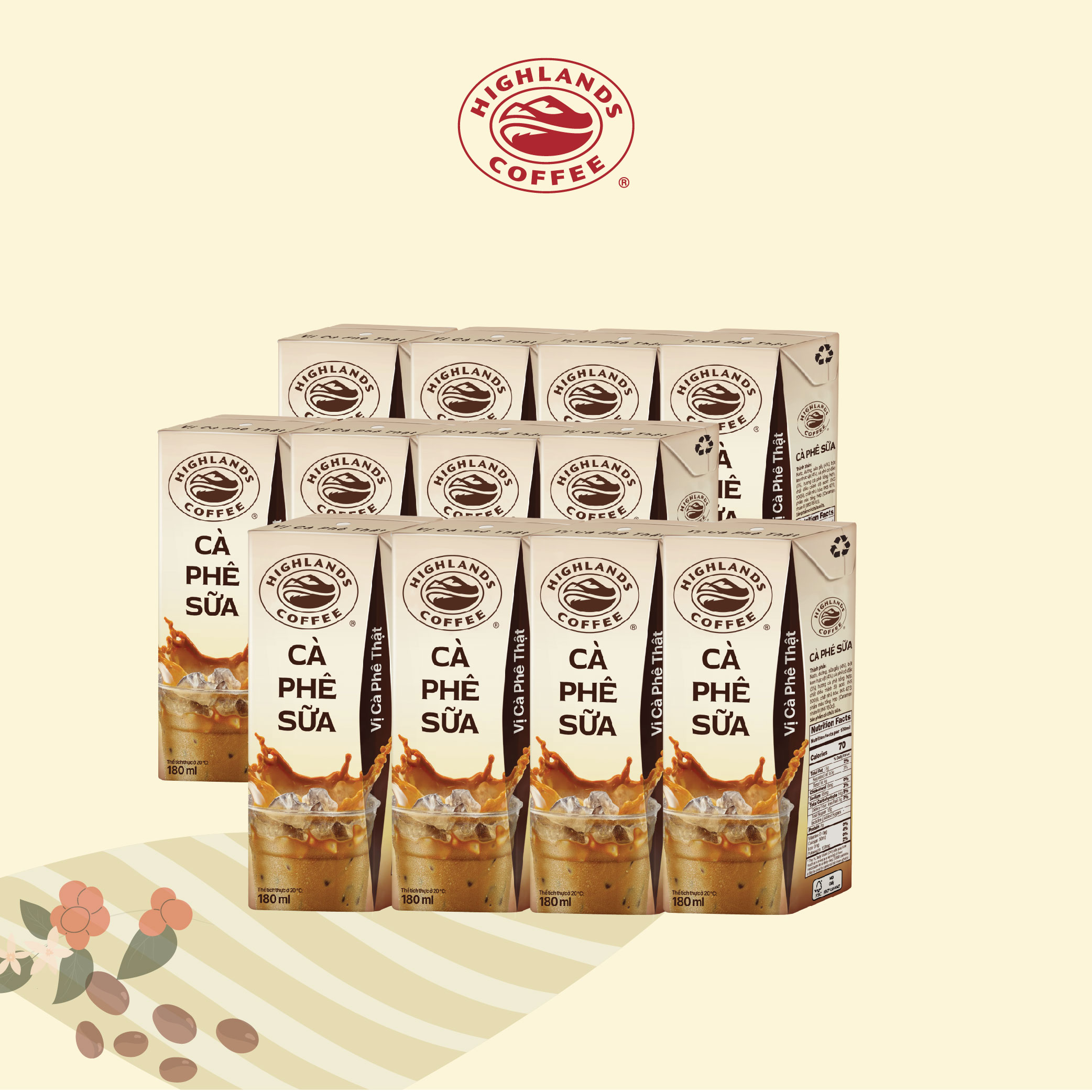 Combo 3 Lốc 4 hộp cà phê sữa Highlands Coffee Tetra pack (180ml/hộp)