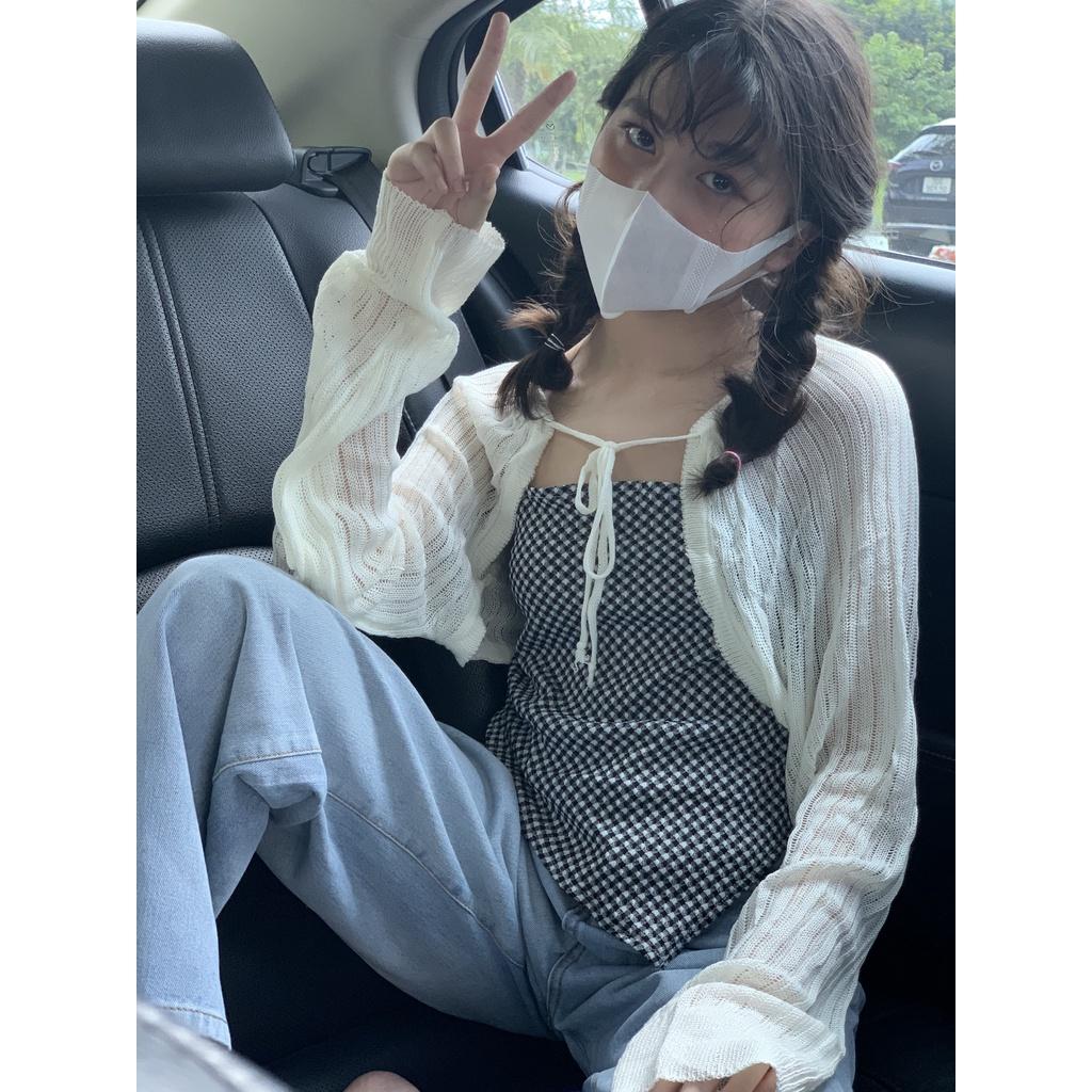 Set áo quây kẻ kèm cardigan lưới SET75 LOLLIE STUDIO