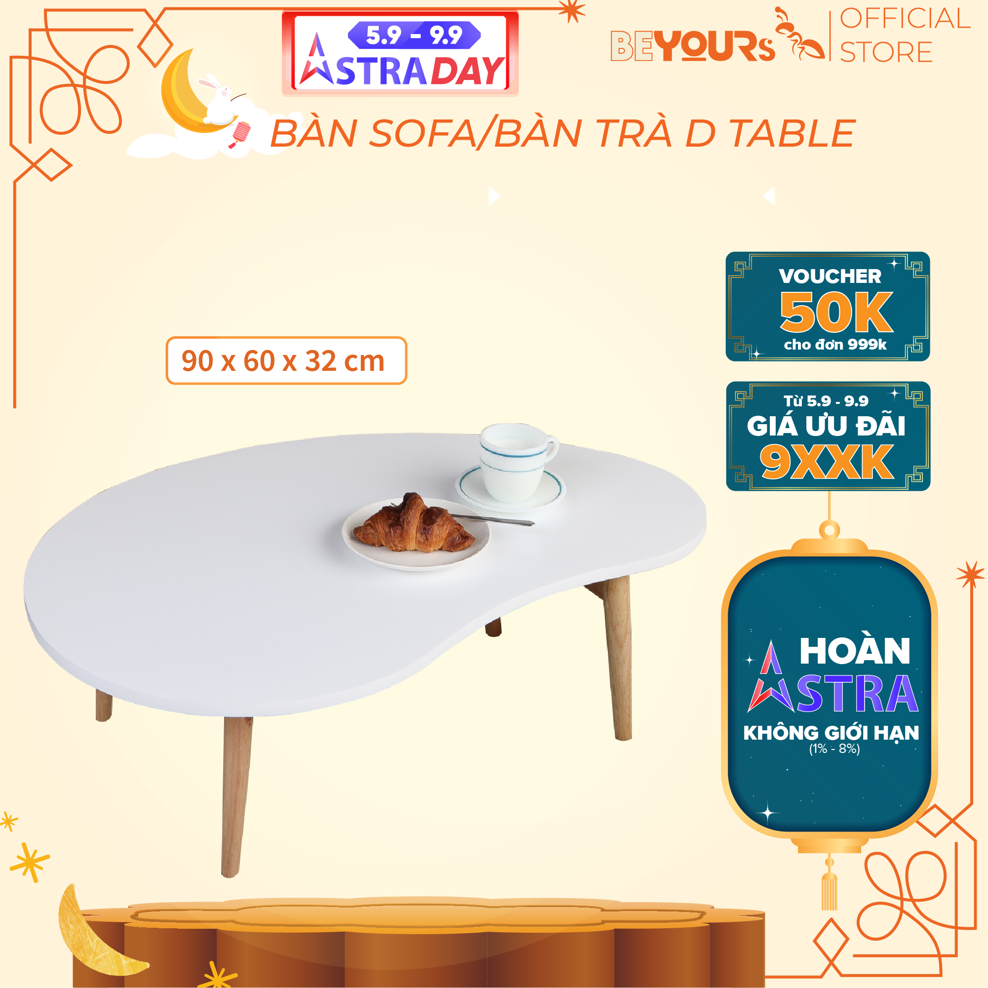 Bàn Trà Sofa Bằng Gỗ Chân Gập D Table Nội Thất Kiểu Hàn BEYOURs