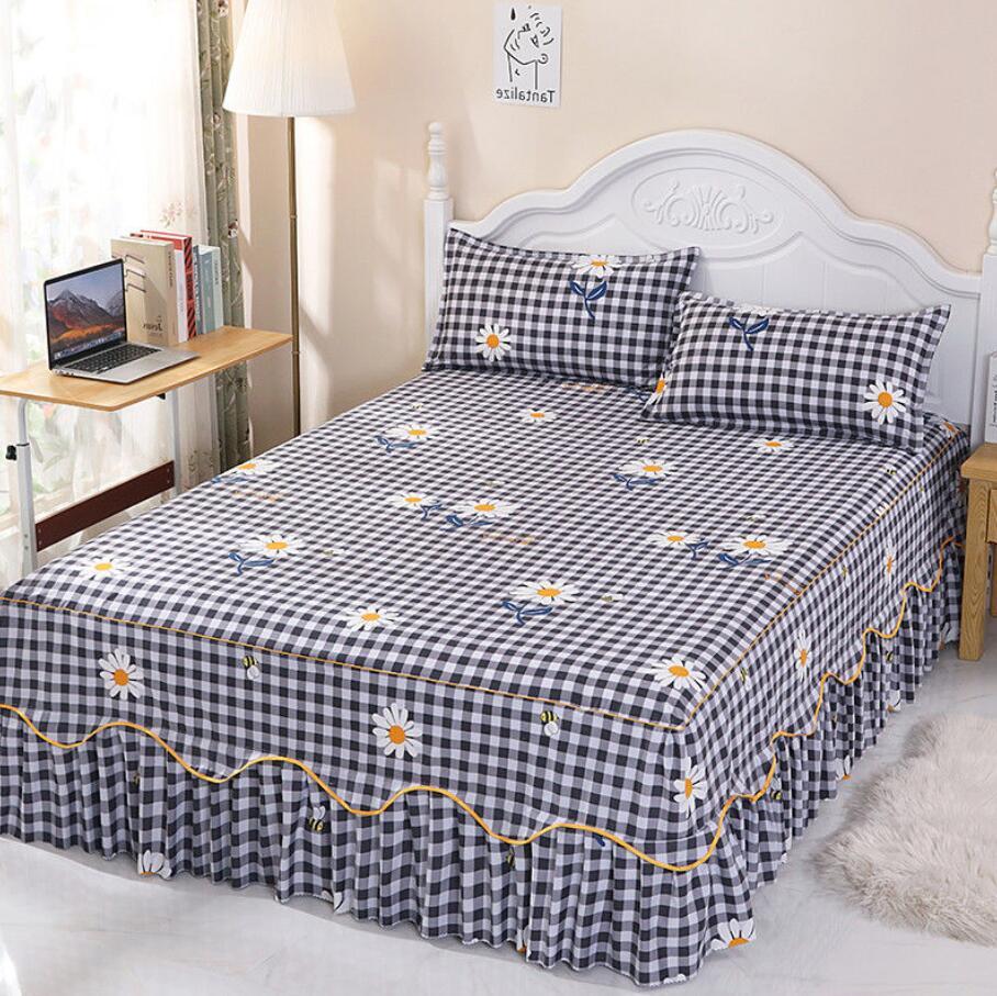 3 Bộ Chăn Gối Nhà Dệt Trang Bị Tấm Với Váy Bọc Nệm In Hình Drap Giường 2 Chiếc Gối Mềm Mại drap Giường