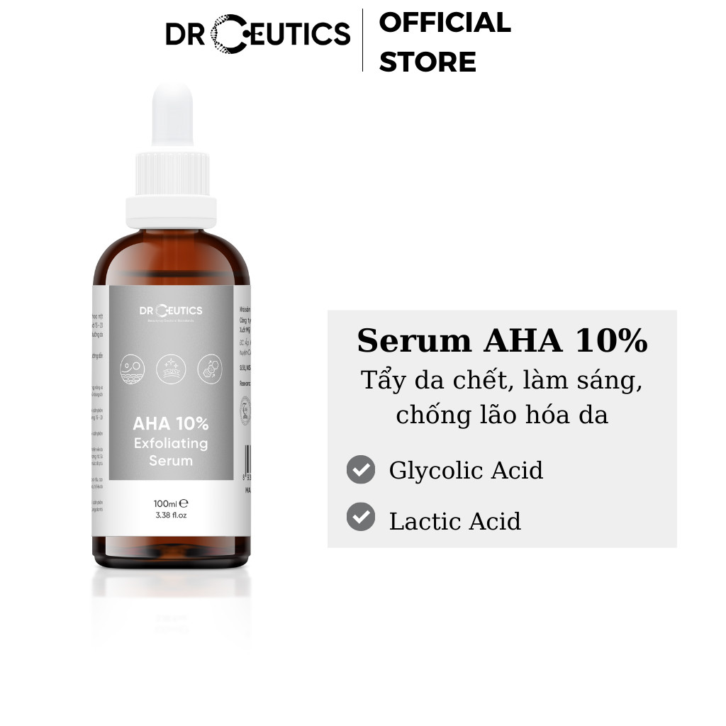Serum AHA DrCeutics Tẩy Da Chết Làm Sáng Và Chống Lão Hóa Da AHA 10% Exfoliating