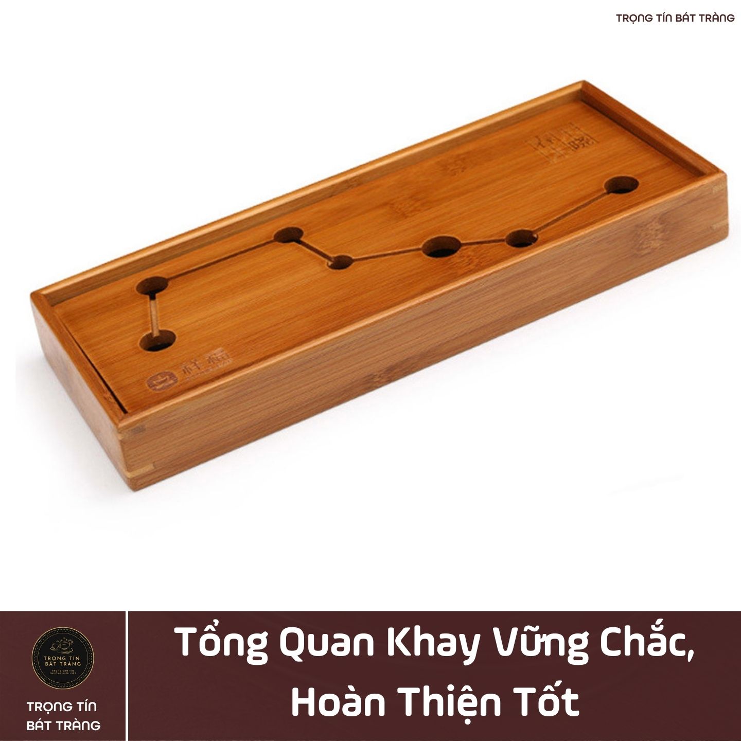 KT 45 Khay Trà Tre Cao Cấp Zích Zắc  Kích Thước 30*12*3.5