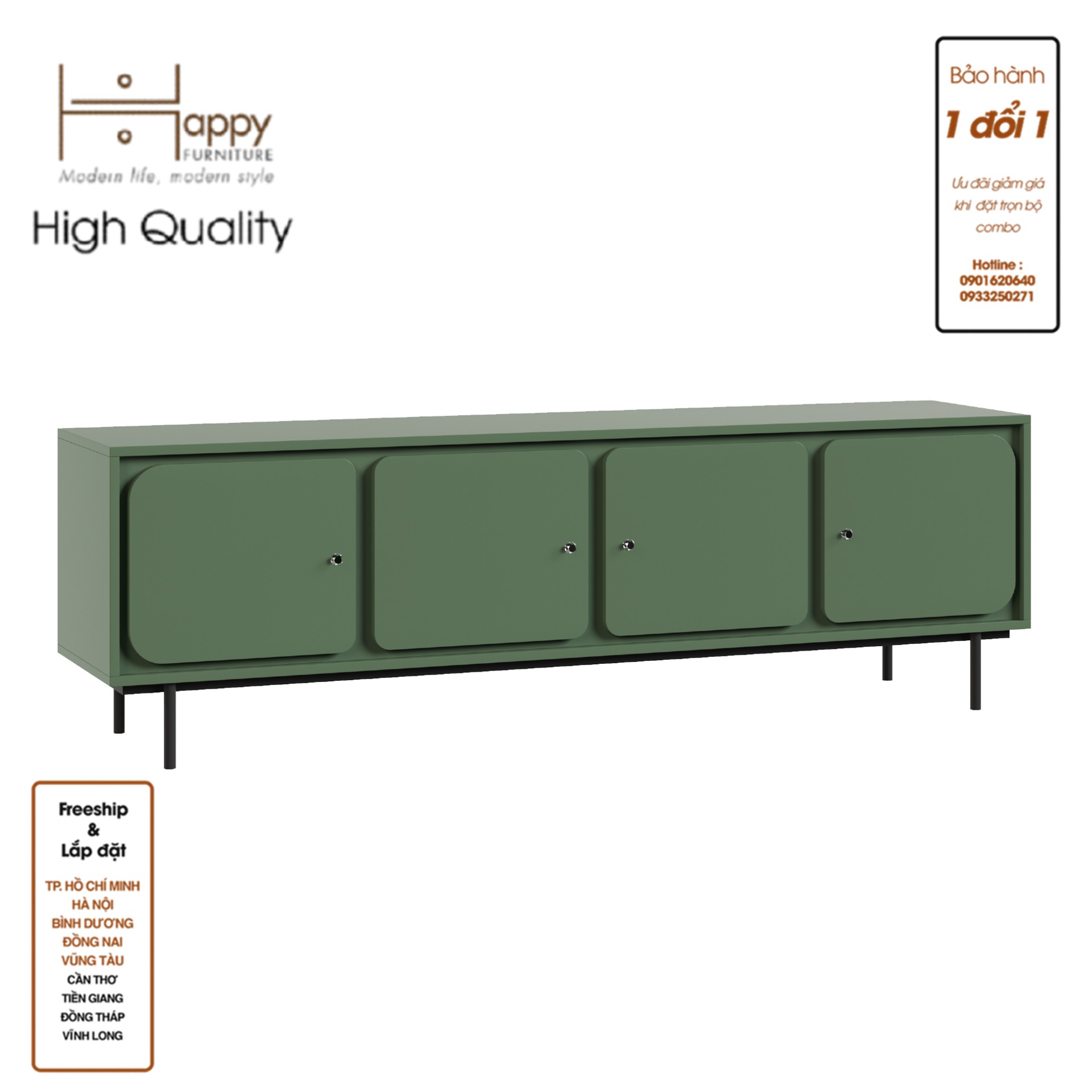 [Happy Home Furniture] SWEETY , Tủ TV 4 cánh mở - chân sắt , 180cm x 40cm x 56cm ( DxRxC), KTV_017