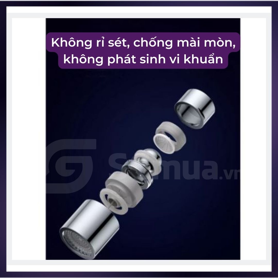 Đầu vòi tăng áp inox 304, Đầu vòi tăng áp lavabo vòi rửa chén phun cực mạnh xoay 360 độ tiết kiệm nước