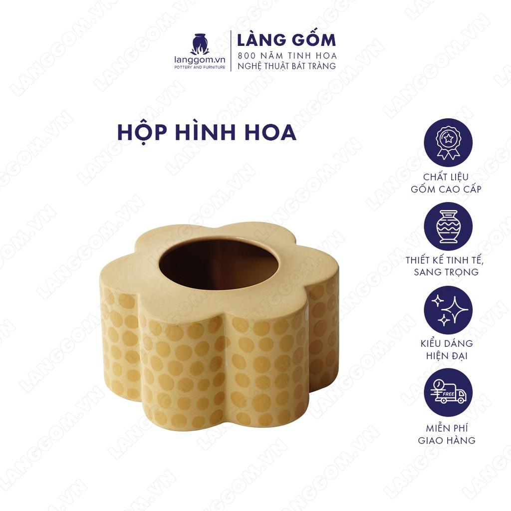 Đồ dùng bếp cao cấp Hộp hình hoa gốm sứ Bát Tràng - Làng gốm Bát Tràng