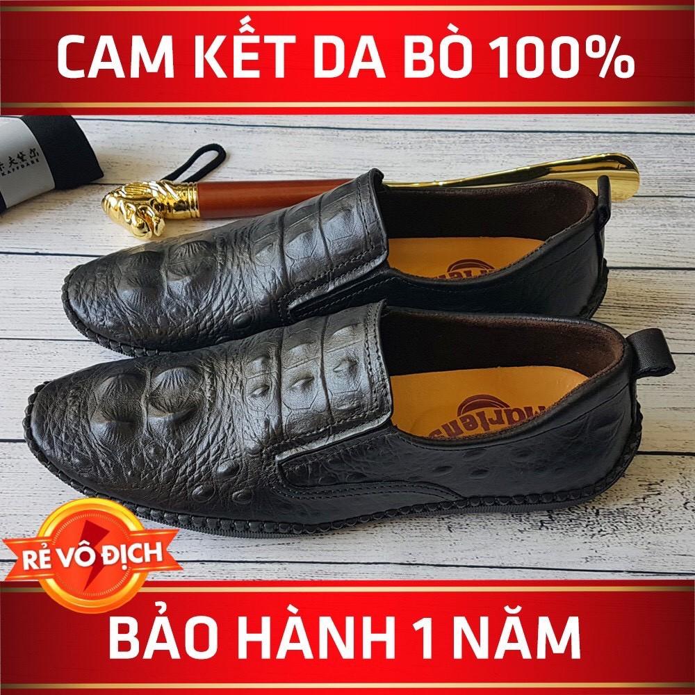 Giày Lười Nam Da Bò Vân Cá Sấu - Màu Đen, Nâu