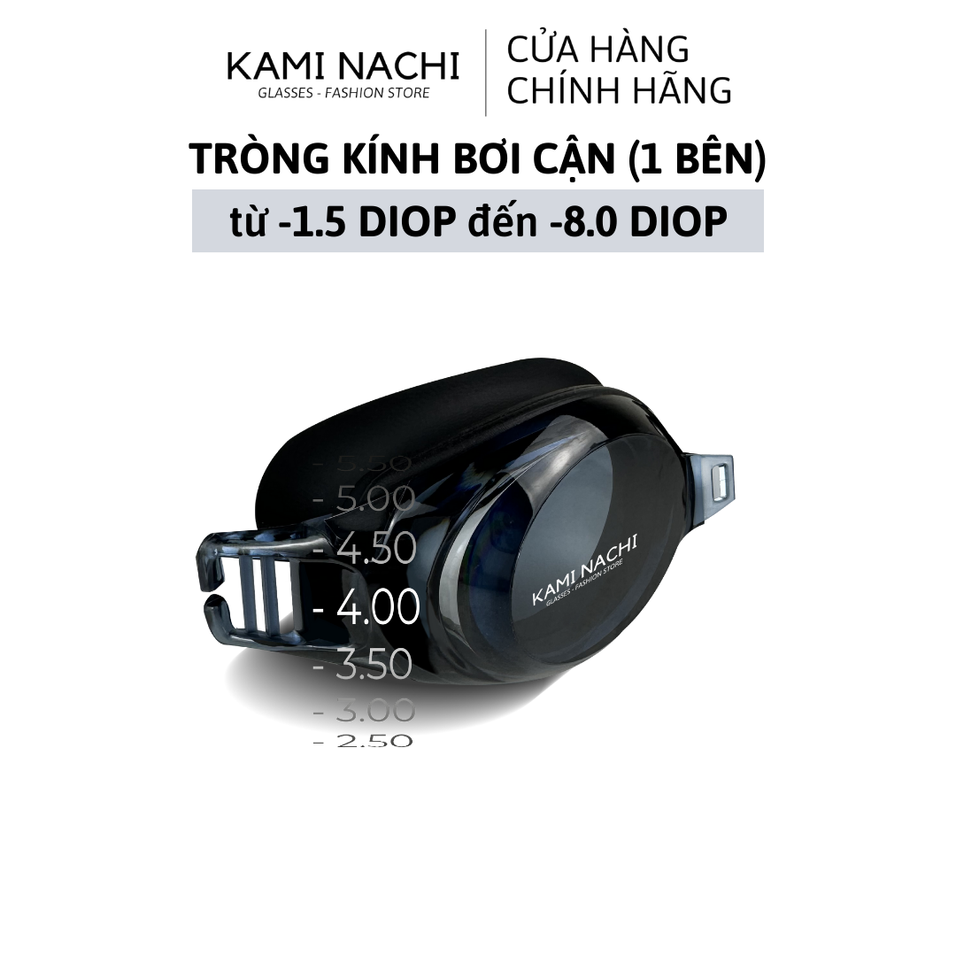 Kính bơi lệch độ cho người lớn nam nữ có độ từ 1.5 độ đến 8.0 độ chính hãng KAMI NACHI - Mắt kính bơi cận thị chống bám hơi nước