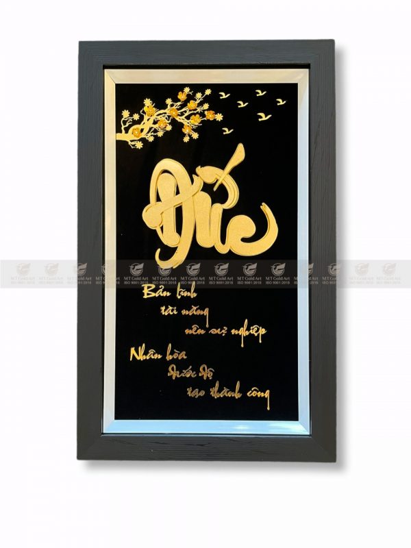 Tranh chữ đức dát vàng 24k(35x55cm) MT Gold Art- Hàng chính hãng, trang trí nhà cửa, phòng làm việc, quà tặng sếp, đối tác, khách hàng, tân gia, khai trương