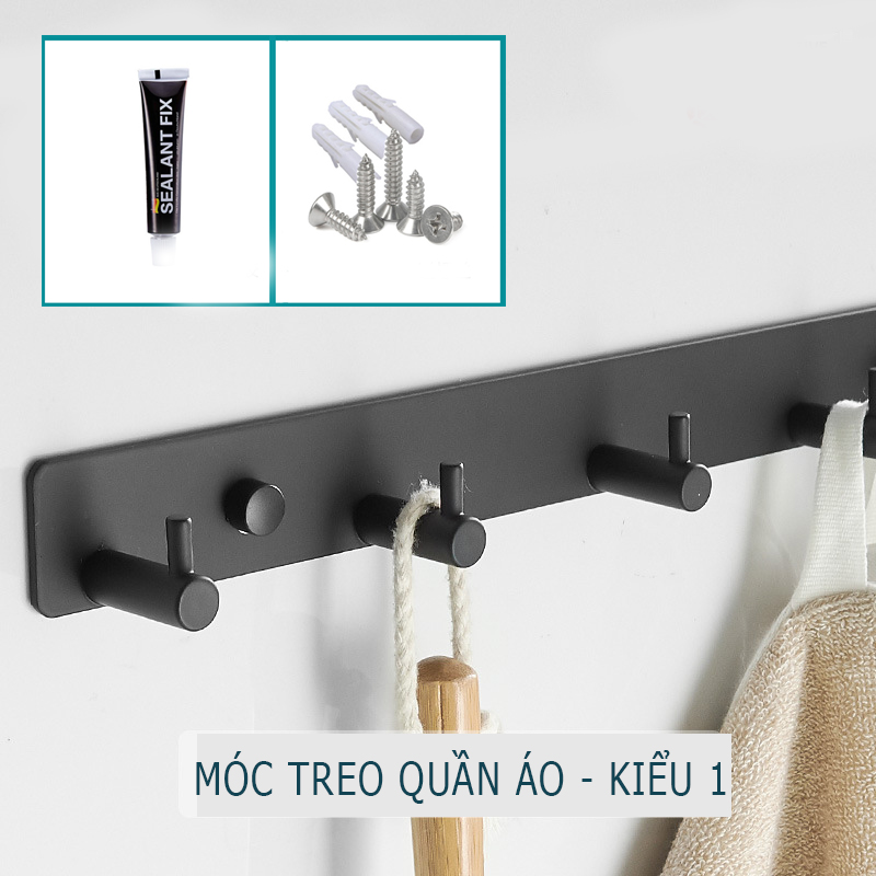 Thanh móc treo quần áo, túi xách đa năng dán tường tiện dụng