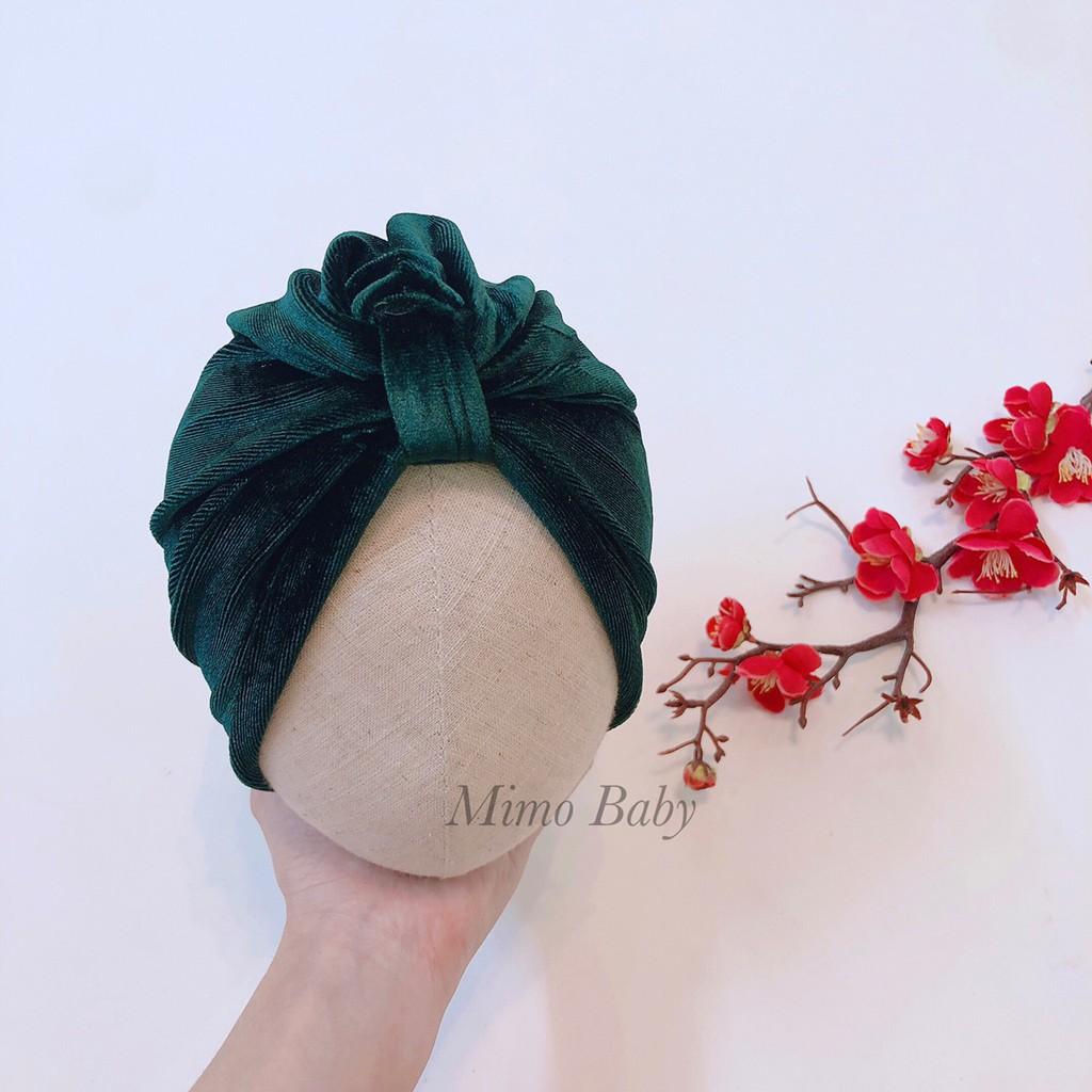 Mũ turban cho bé - mã nhung trơn (8-16kg)