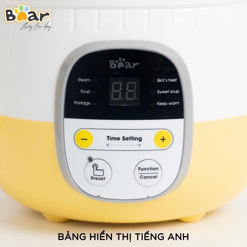 Nồi nấu cháo chậm Bear 0,8L cho bé ăn dặm - Ninh hầm hấp cách thuỷ chưng yến đa năng SUBE001 - Hàng chính hãng