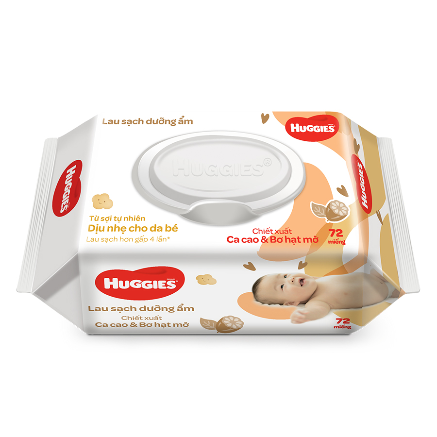 Hình ảnh Combo 12 Gói Khăn Ướt Huggies Cacao và Bơ Hạt Mỡ (72 Miếng/ Gói)