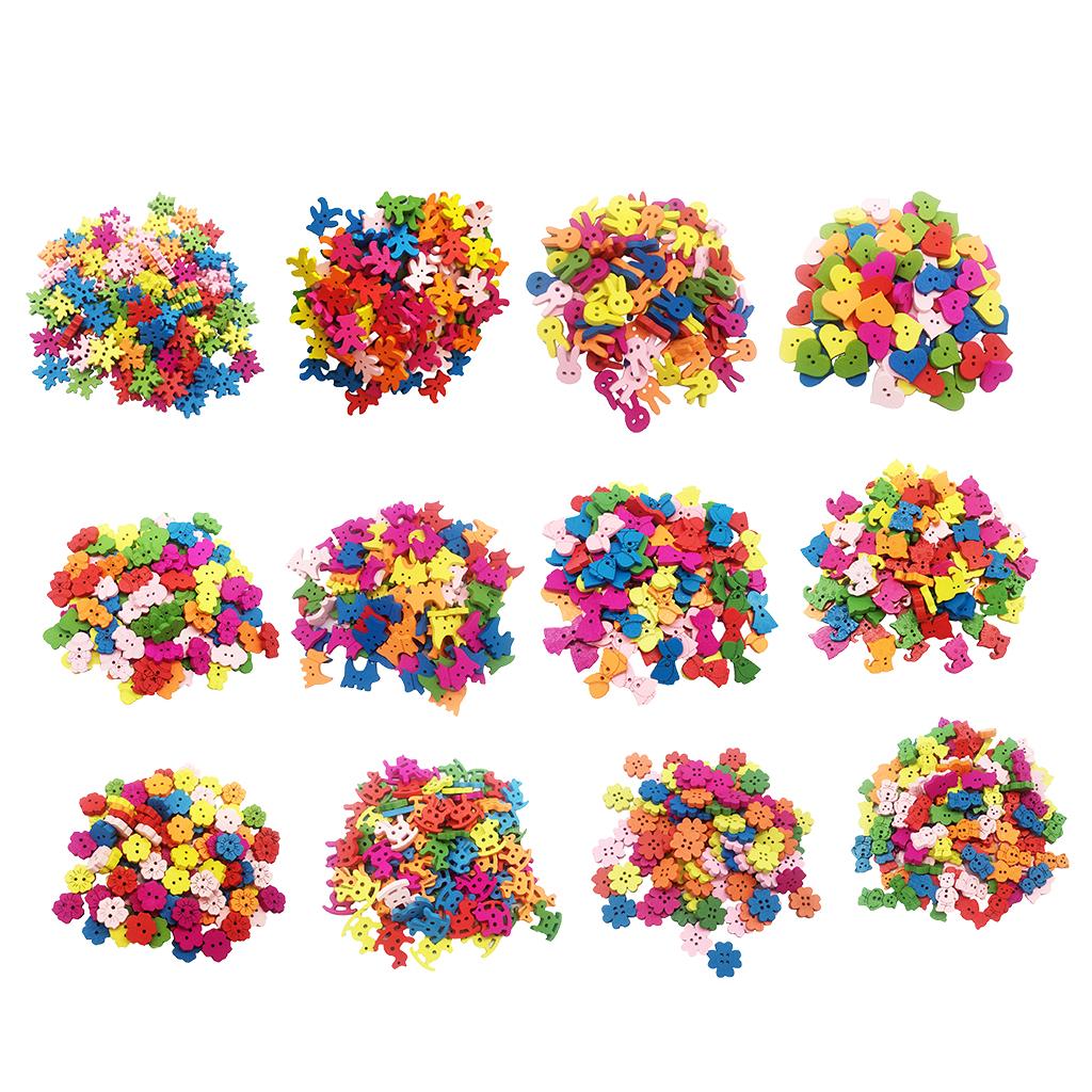 100 Bộ Trái Tim Gỗ Nút May Thêu Sò Handwork Quần Áo Trang Trí 20 Mm