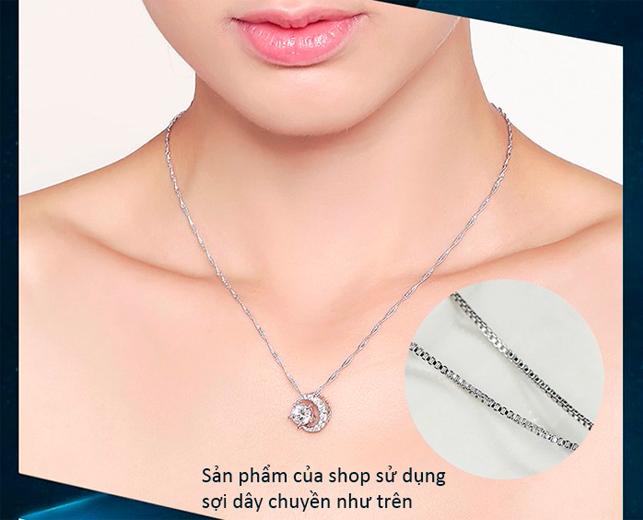 Dây chuyền nữ Ánh dương S925 nạm đá lấp lánh, vòng cổ bạc nữ, dây chuyền mặt đính đá, dây chuyền bạc DC56