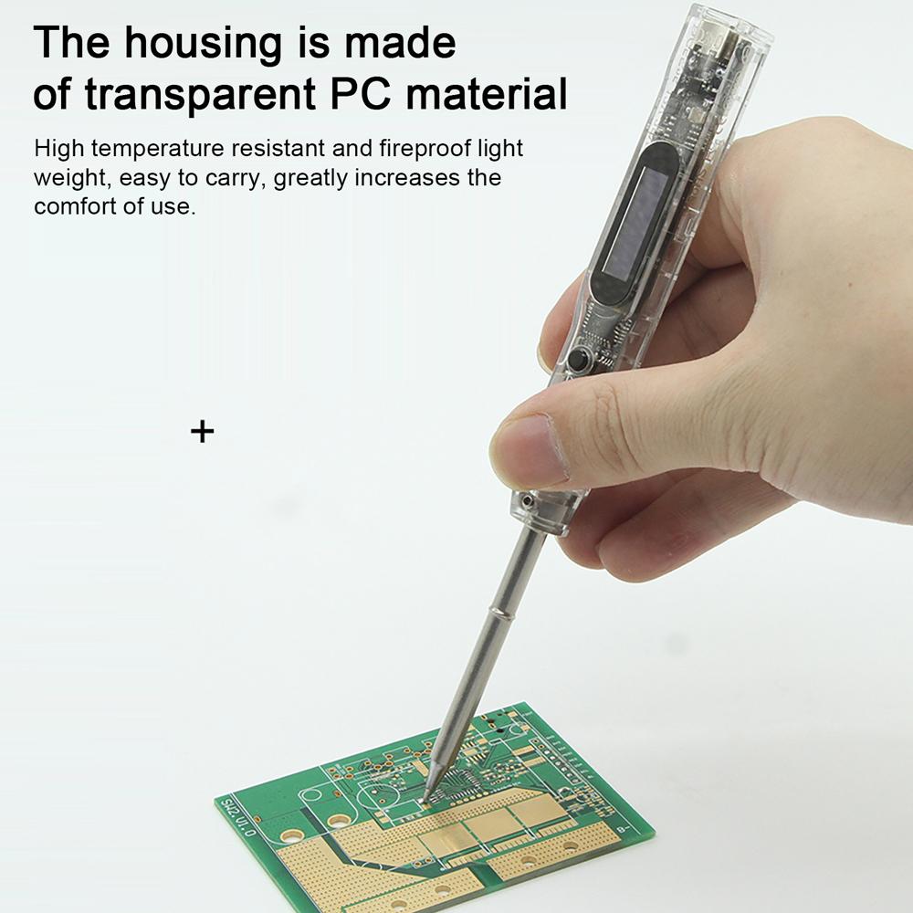 Intelligent Electric Soldering Iron Portable Soldering Pen 0.91inch OLED Display PC Housing High Precise Temperature Control with 0-450℃ Temperature Adjustment Function
