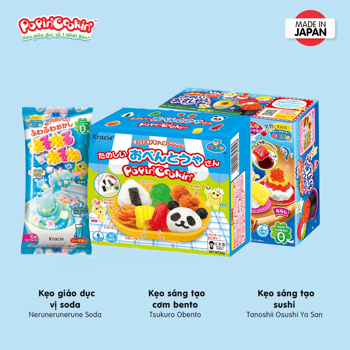 Combo 3 hộp kẹo Popin Cookin đồ chơi sáng tạo ăn được : Sushi + 2 hộp kẹo tự chọn chính hãng