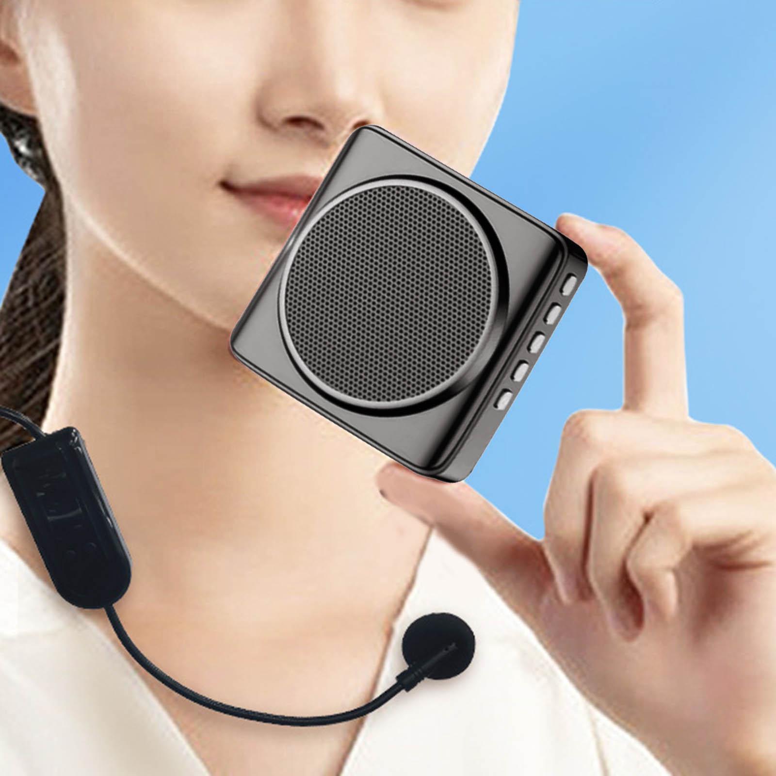 Voice Amplifier with Mic Support USB TF Card for Tour Yoga Teacher Black