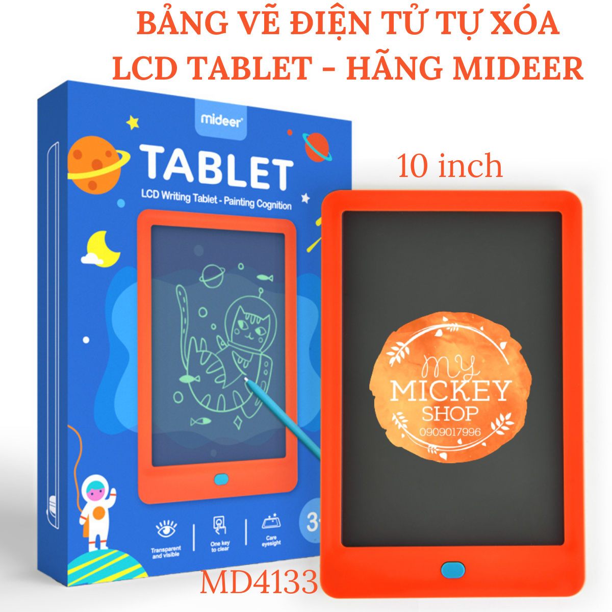 Mideer LCD Tablet - Bảng vẽ điện tử - bảng viết tự xóa thông minh đa chức năng MD4133