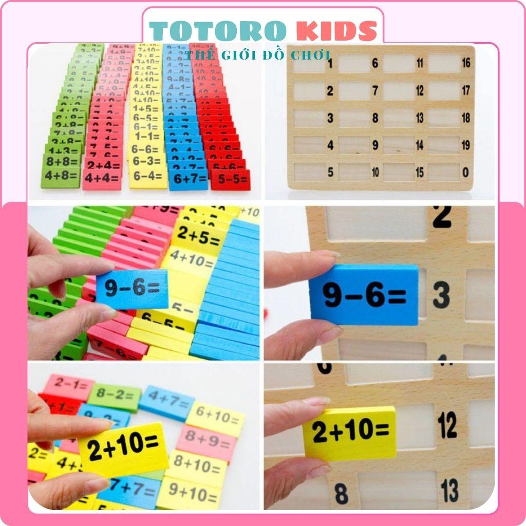 Bộ đồ chơi bằng gỗ Domino 110 quân toán học giáo dục xếp hình lắp ghép thông minh trí tuệ cho bé trai gái