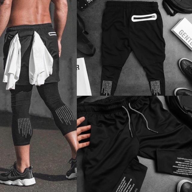 Quần tập gym 2 lớp liền legging lên form cực ngầu