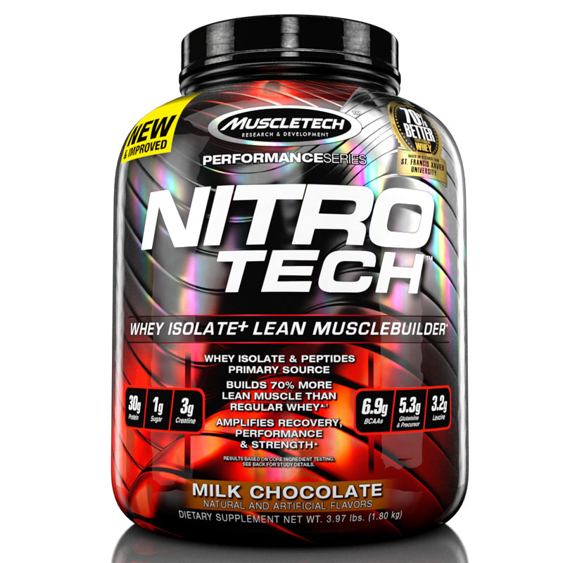 Sữa WHEY PROTEIN Tăng Cơ Tăng sức mạnh Nitro Tech 4lbs (1.81kg) - NHIỀU MÙI VỊ - KÈM QUÀ TẶNG – Bổ sung nguồn Protein chất lượng cao hỗ trợ phát triển cơ bắp to + dày - Hàng chính hãng - Thương hiệu Muscletech USA