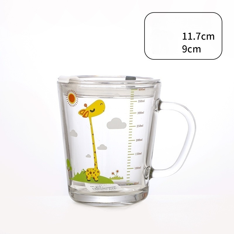 Cốc Pha Sữa Uống Nước Cốc Thuỷ Tinh Chịu Nhiệt Có Vạch Chia Dung Tích 400ML- Có Nắp Đậy Kín Chặt Kèm Ống hút Hút Ly Trong Suốt Văn Phòng Giao Mẫu Ngẫu Nhiên