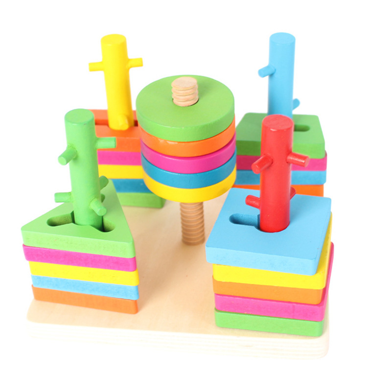 Đồ Chơi Giáo Dục Montessori Luyện Tay Luồn Cọc Size Lớn Bằng Gỗ An Toàn Cho Bé