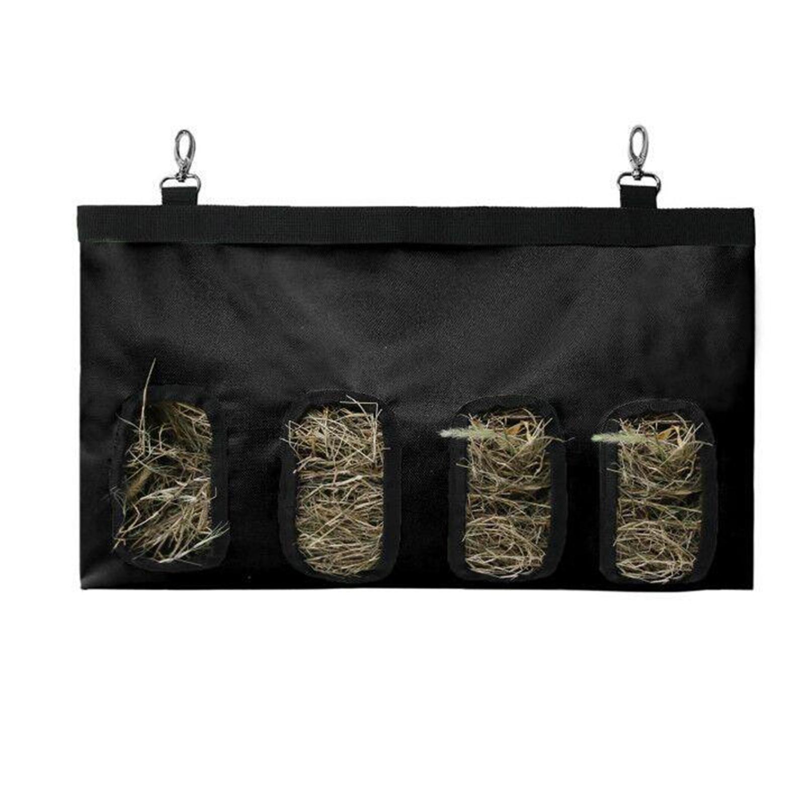 Hay Bag Hanging Pouch Feeder Holder Dispenser for Rabbit Guinea Pig Black