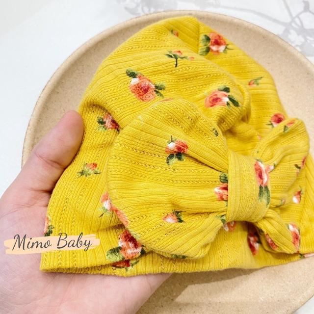 Mũ turban hoa hồng nền vàng đáng yêu cho bé 6-10kg MTB81 Mimo Baby