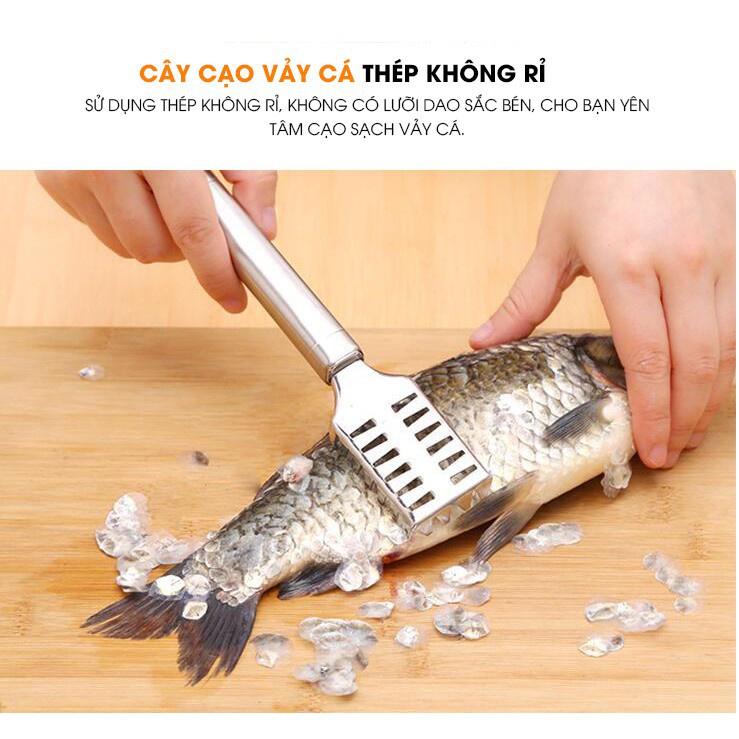 Dụng cụ cạo vẩy cá inox Cây nạo vảy cá tiện dụng bằng thép không gỉ