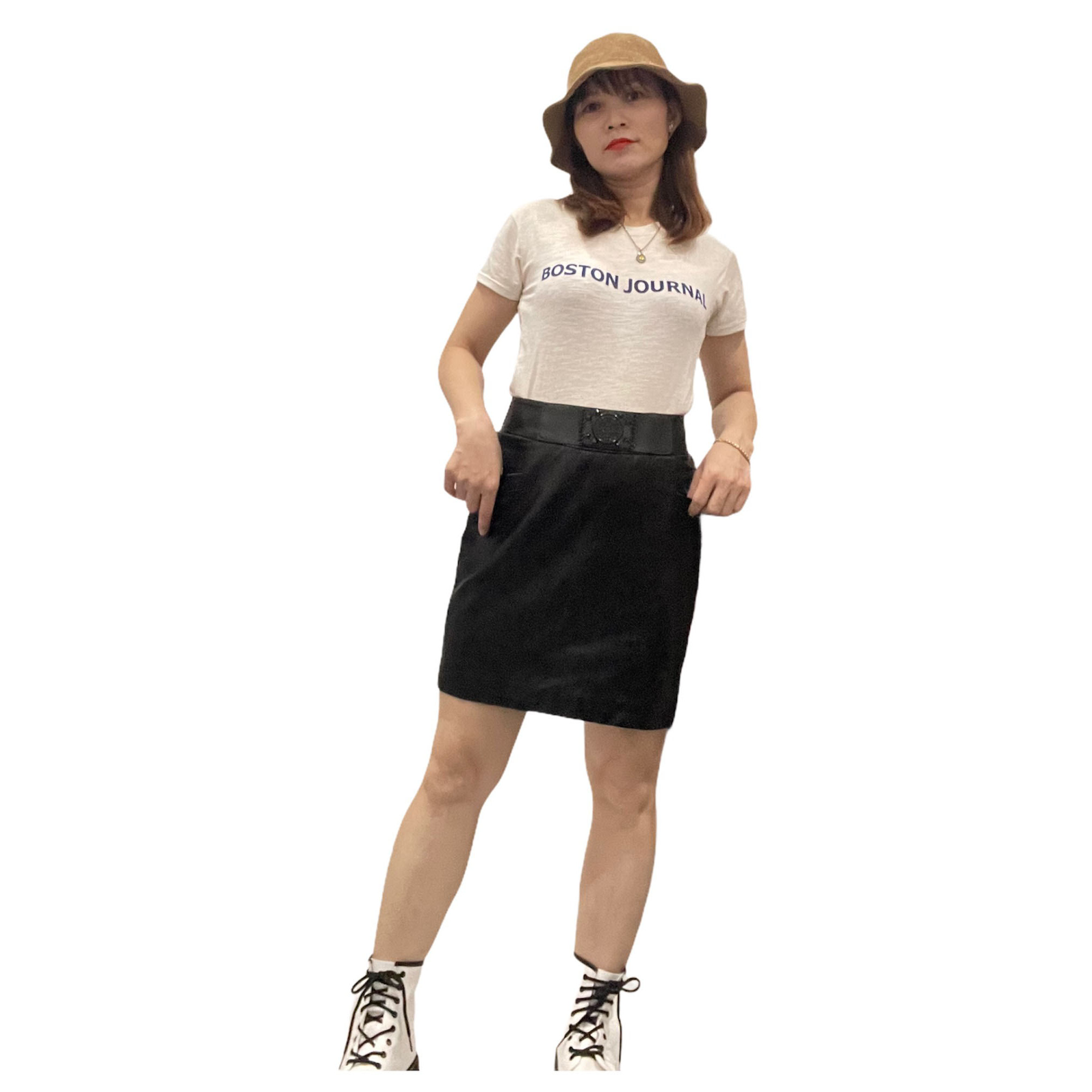 Chân Váy Bút Chì Da Pu Lưng Cao Thời Trang Hàn Quốc V27 58-63 KG JIAMI