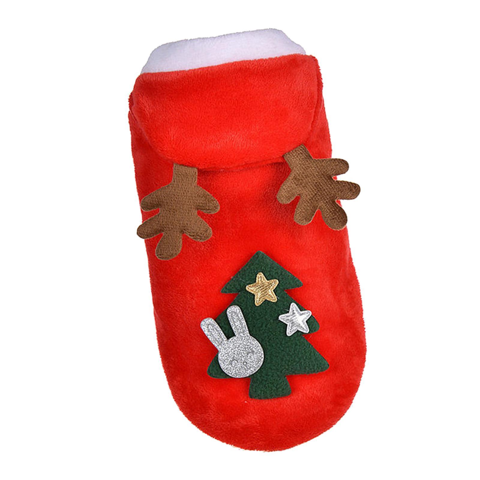 Pet Christmas Clothes Winter Warm Flannel Hoodie Apparel for Pug Party