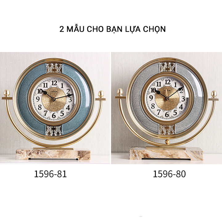 Đồng hồ để bàn cổ điển kim trôi độc đáo decor bàn làm việc đẹp - Đồng hồ trang trí kệ tủ phòng khách và quà biếu tặng ý nghĩa